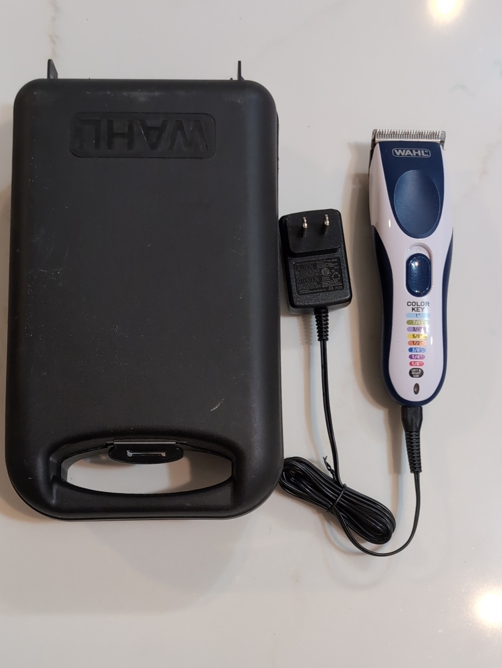Wahl Blue and White Corded Hair Clipper with Charger and Carry Case